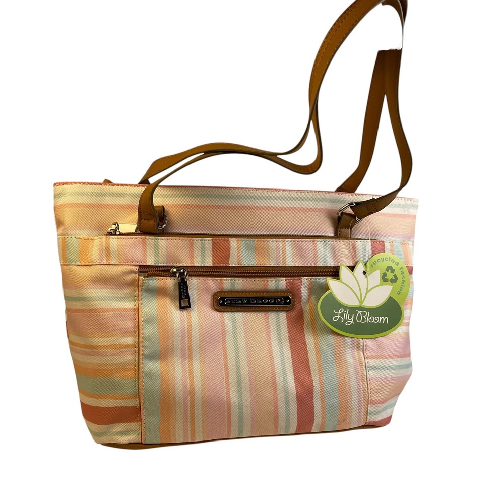 Lily Bloom Striped Shoulder Bag Multi-Color Tote NWT
